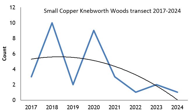 Small Copper Knebworth Woods transect abundance chart