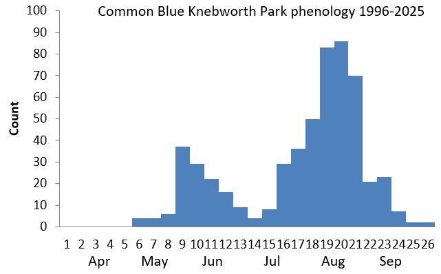 Common Blue Knebworth Park phenology chart