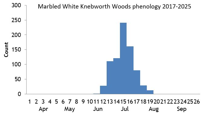 Marbled White Knebworth Woods phenology chart