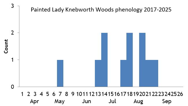 Painted Lady Knebworth Woods phenology chart
