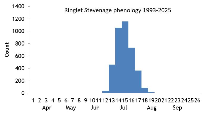 Ringlet Stevenage phenology chart