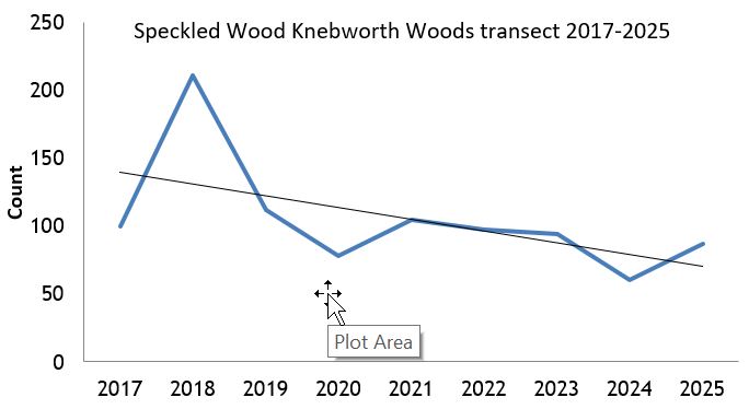 Speckled Wood Knebworth Woods transect abundance chart